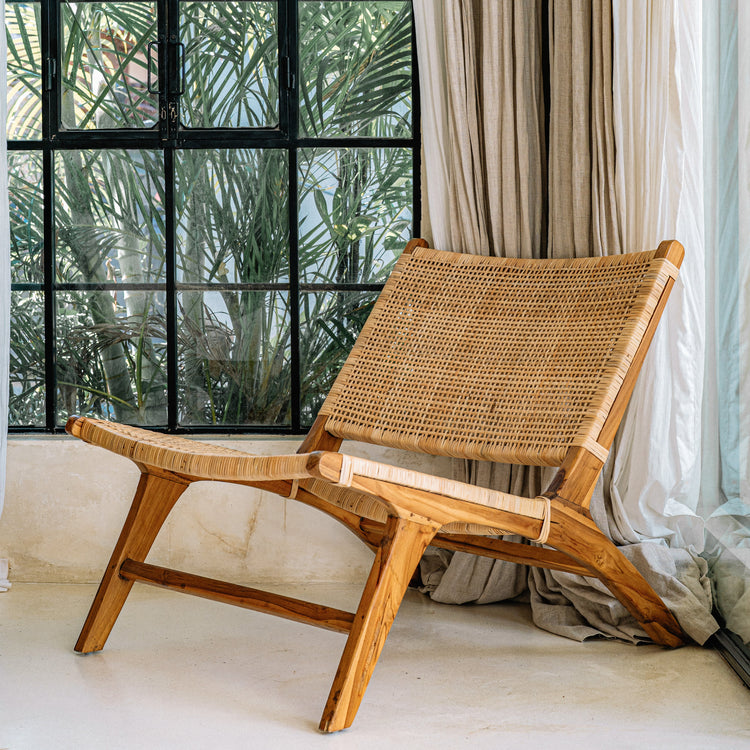 Handcrafted Teak and Rattan Chairs
