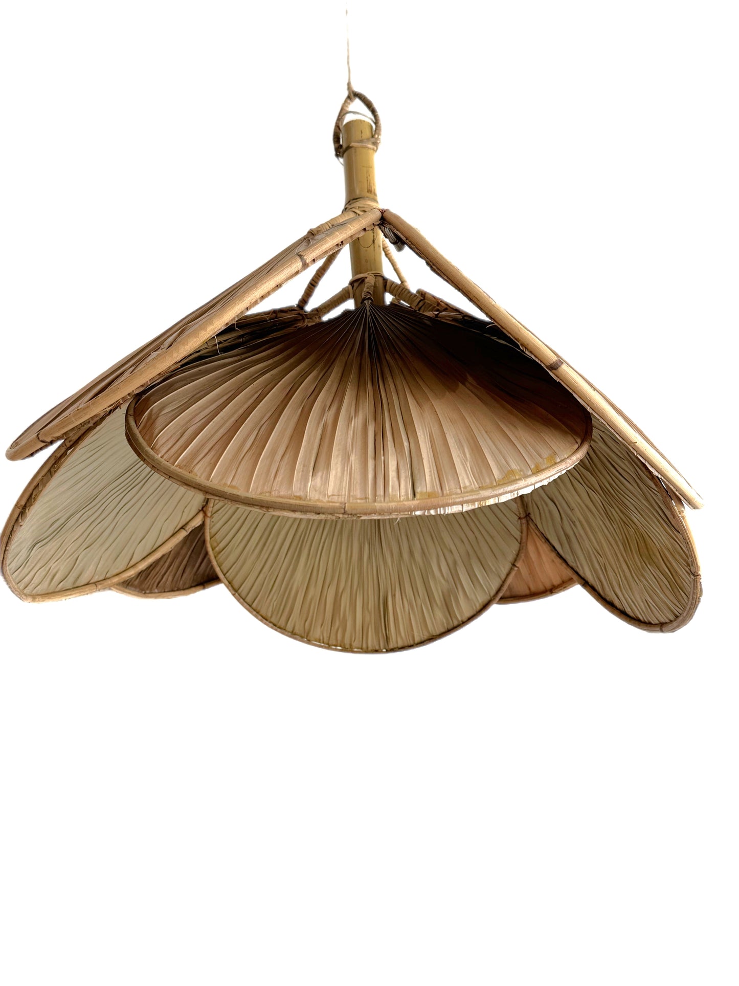 Mano Dia Leaf Fiber Pendant – 24-Inch Large Sustainable Boho Lamp Shade