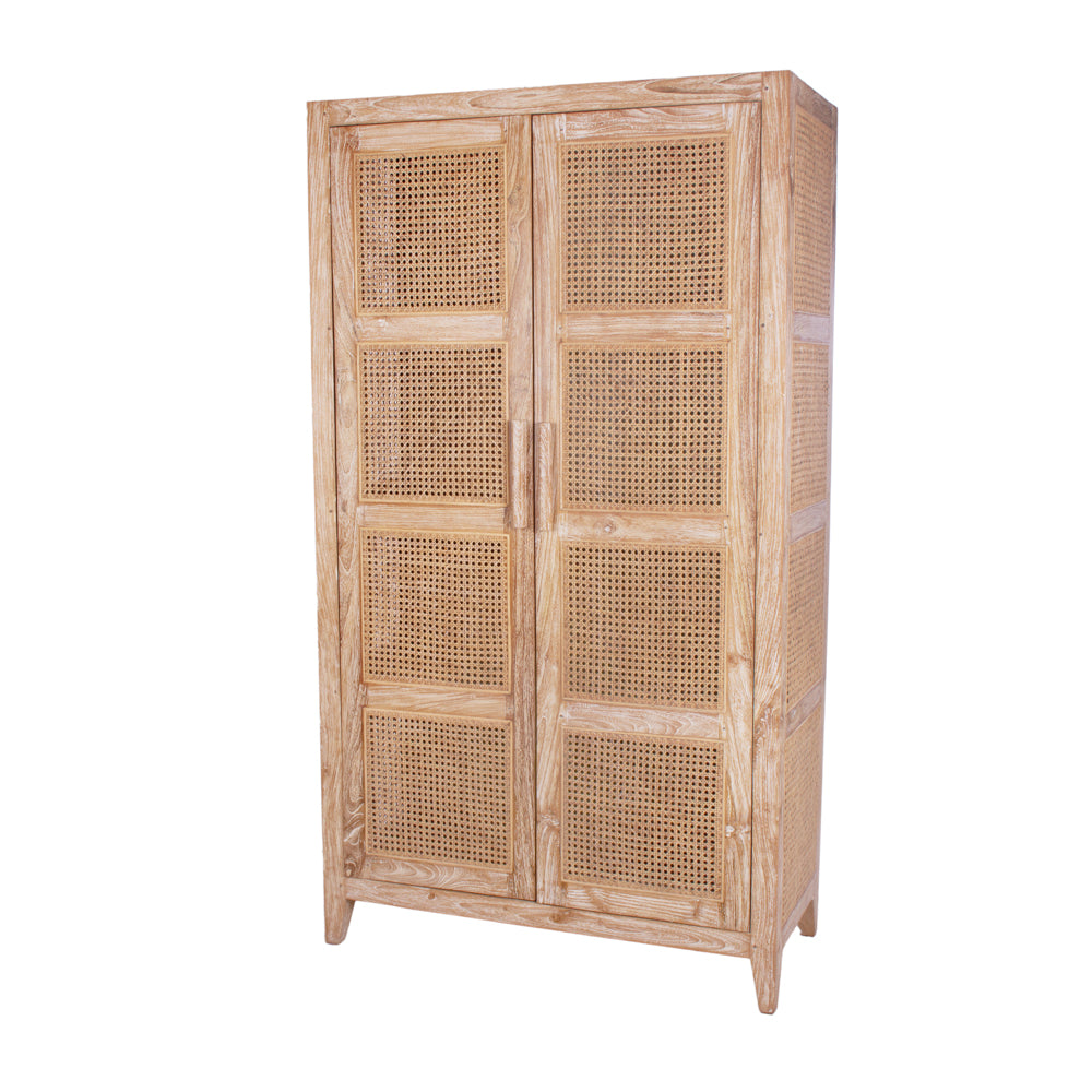 Oslo Cabinet Rattan Tall/White Wash
