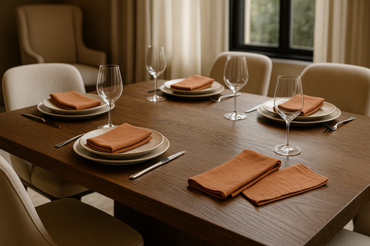 Natural Linen Napkins/Cinnamon – Set of 2 | 18x18 Inch Cloth Table Napkins | Eco-Friendly Dining Table Decor