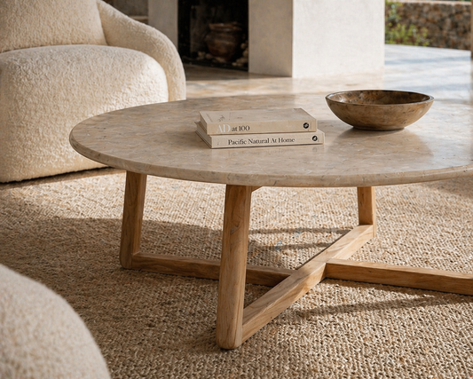 Buono Marble & Solid Wood Coffee Table | Modern Minimalist Centerpiece