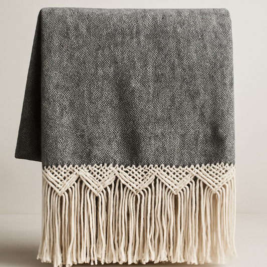 Throw Charcoal Candice Macrame
