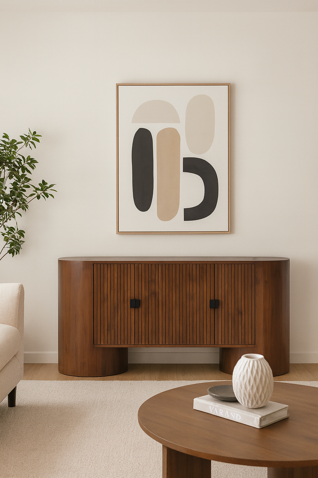 Carver Solid Teak Wood Sideboard 4 doors