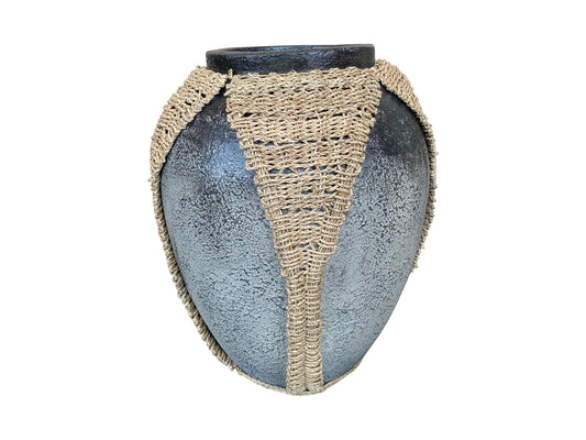 Kaliah Handcrafted Terracotta Vase with Woven Details – Artisanal Decorative Accent
