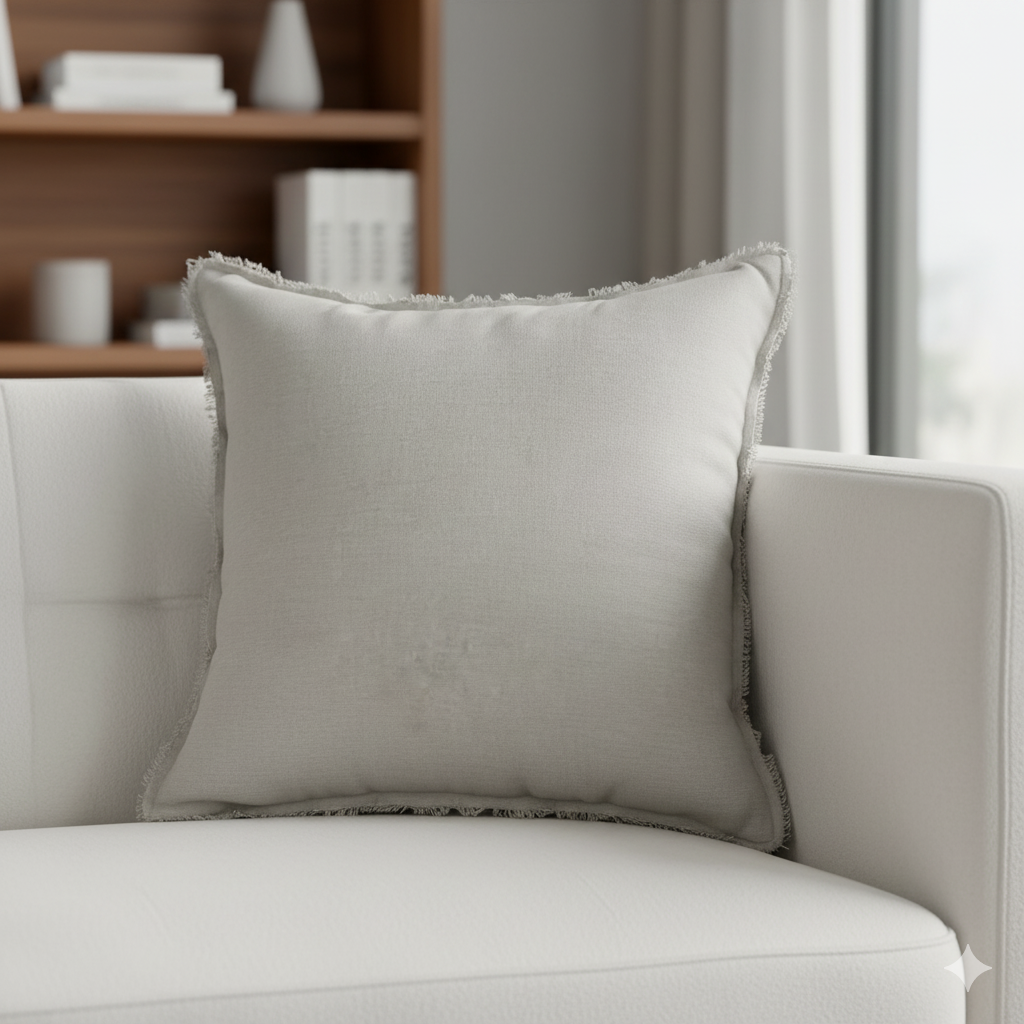 Noa Raw Linen Pillow – Stone