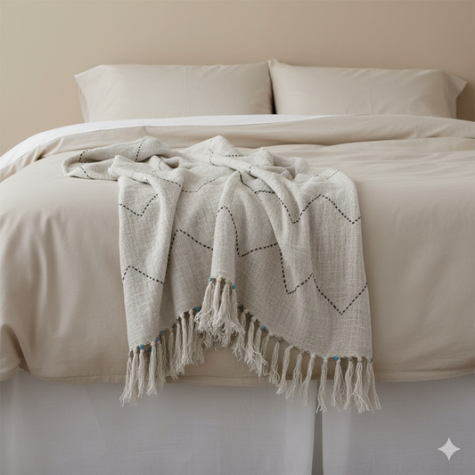 Chevron Cotton Throw – Natural