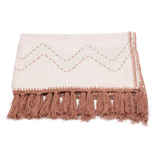 Gypsy Stitch Hand-Loomed Raw Cotton Throw – Hand-Stitched Blanket