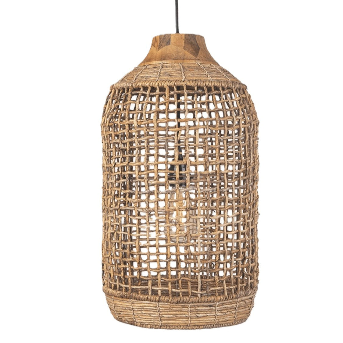 Serene Pendant Lamp with Natural Teak Wood Accents