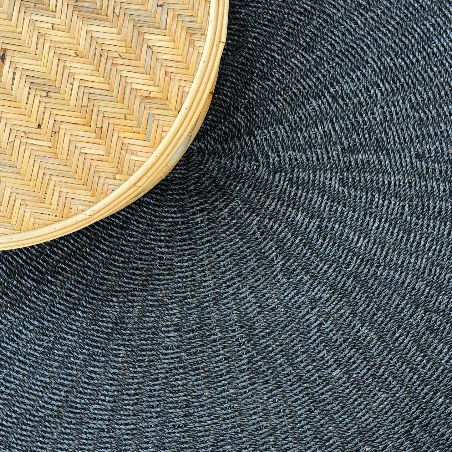 Harrison Hand-Dyed Recycled Fiber Rug – 59" Circular Sustainable Black Accent
