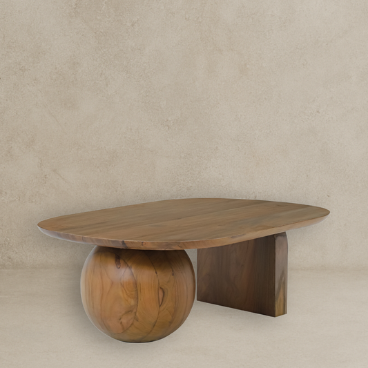 Keyes Solid Teak Wood Coffee Table Round Leg