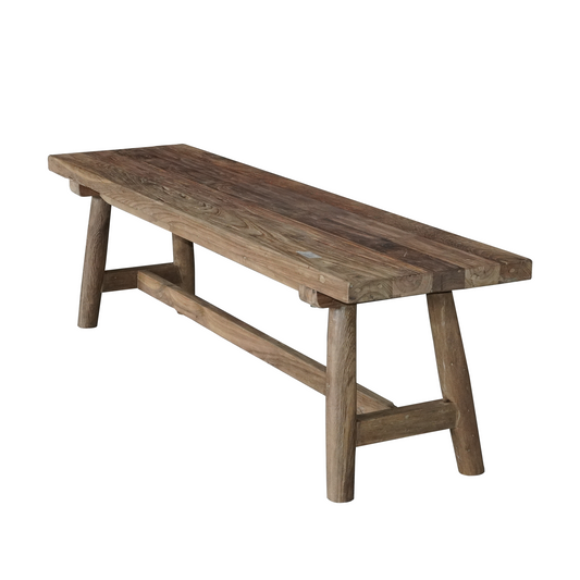 Maeve Long Indoor Bench in Natural Recycled Teak – Resort Interior