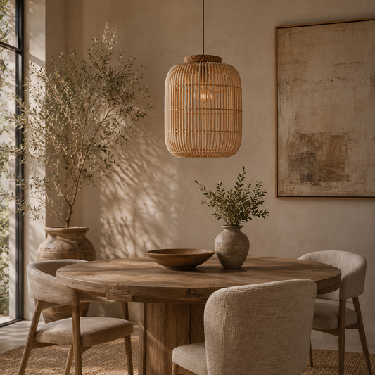 Handwoven Rattan & Wood Nuella Pendant Light