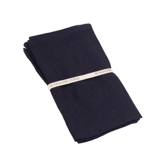 Natural Linen Napkins/Black – Set of 2 | 18x18 Inch Cloth Table Napkins | Eco-Friendly Dining Table Decor