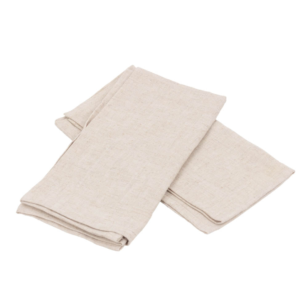 Natural Linen Napkins/Beige – Set of 2 | 18x18 Inch Cloth Table Napkins | Eco-Friendly Dining Table Decor