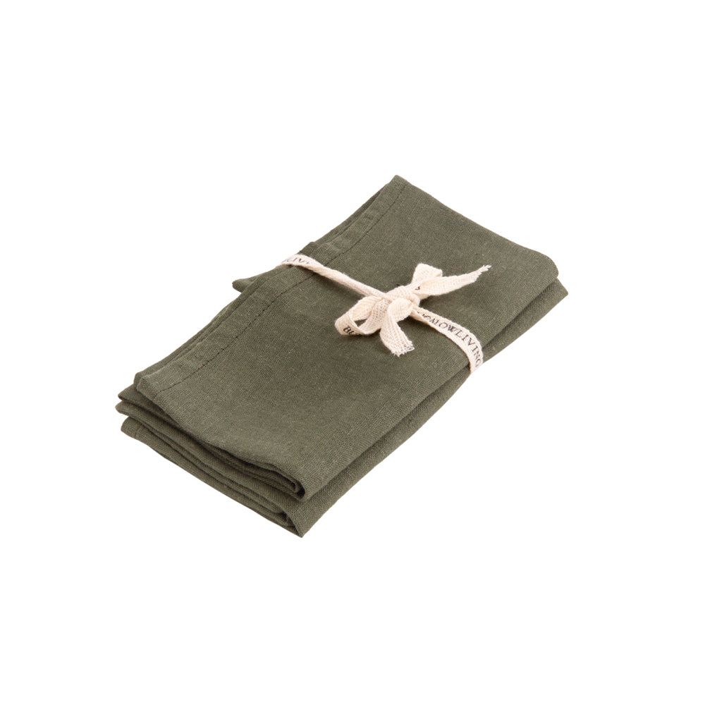 Natural Linen Napkins/Khaki – Set of 2 | 18x18 Inch Cloth Table Napkins | Eco-Friendly Dining Table Decor