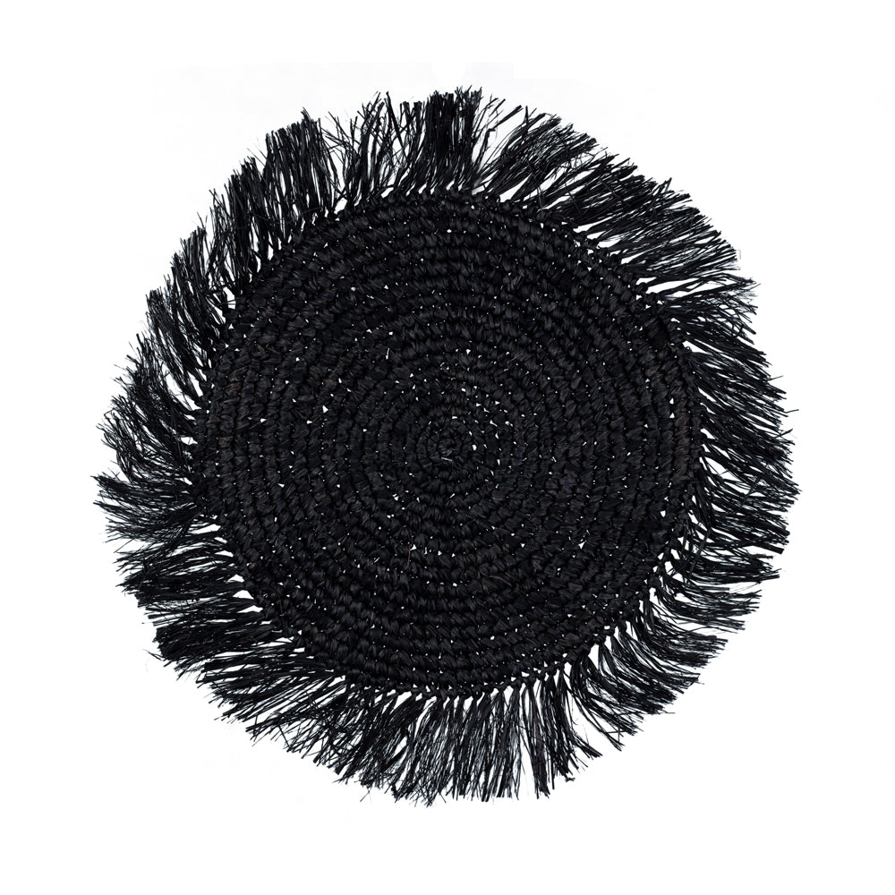 Boho Black Placemat Round-Natural Tableware