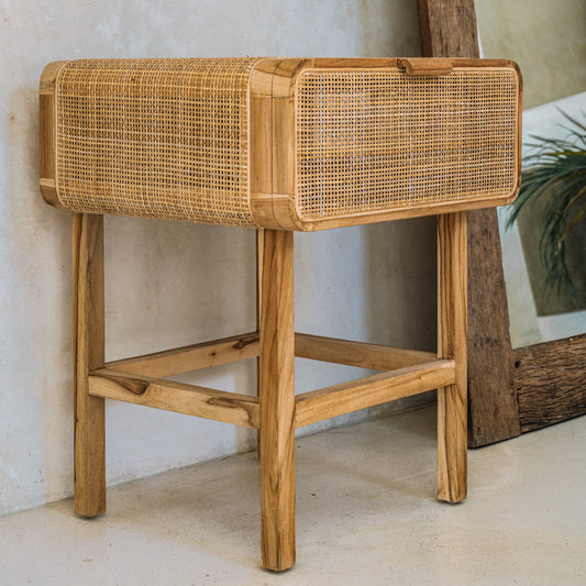 Oslo Rattan Tight Weave Bedside Table