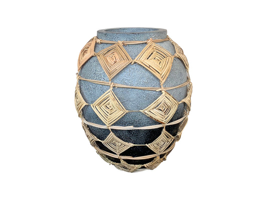 Aylani Handcrafted Terracotta Vase with Woven Details – Artisanal Decorative Accent