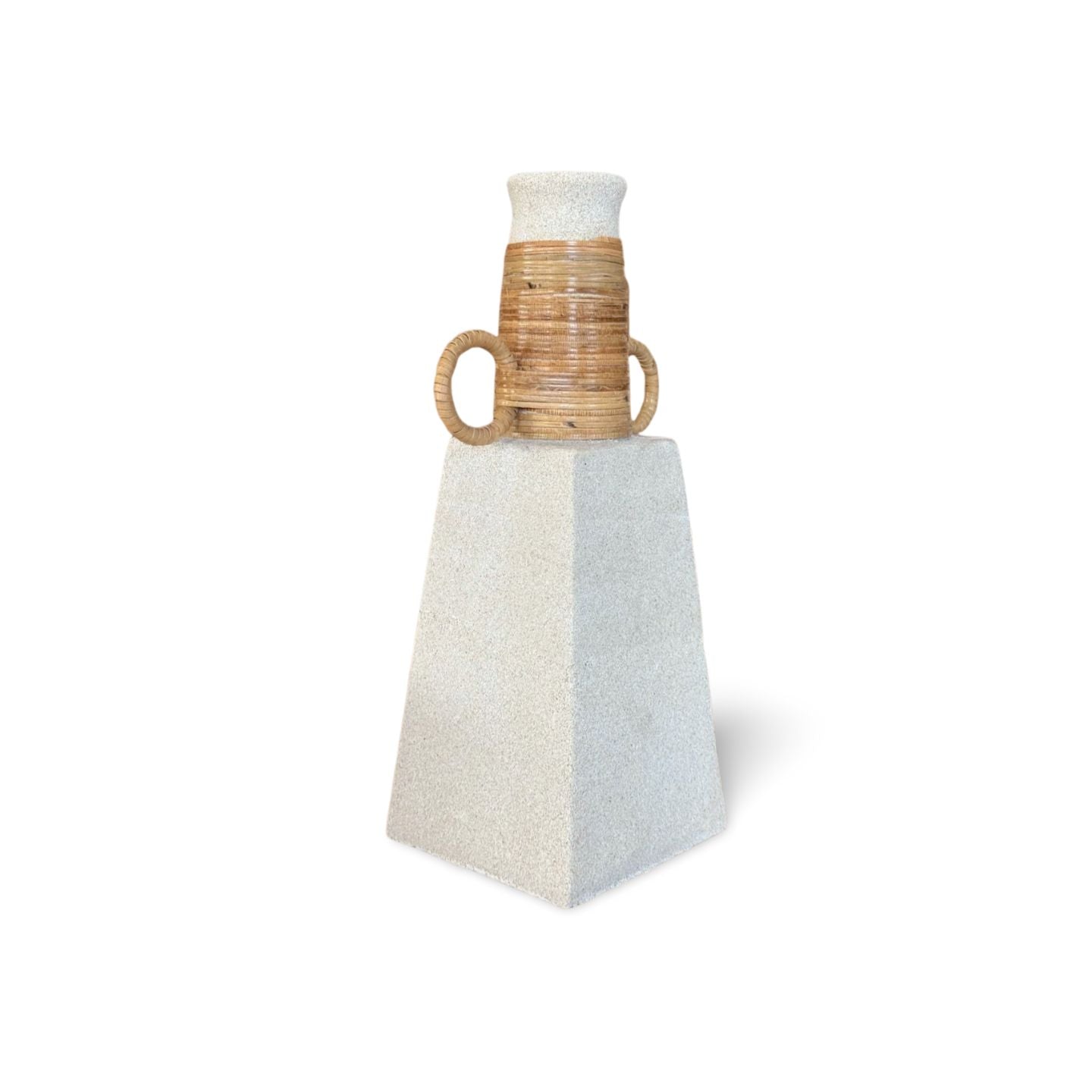 Bodrum Deco Casting Stone with Rattan Handle