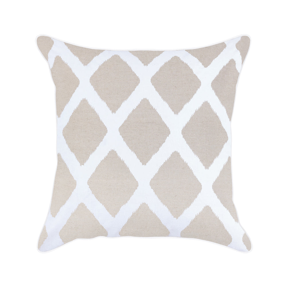 Throw Pillow White Linen Ikat