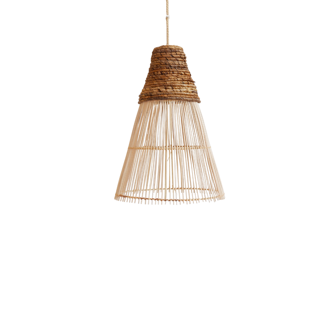 Anya Rattan Pendant Light – Hand-Woven Bell-Shaped Coastal Hanging Lamp