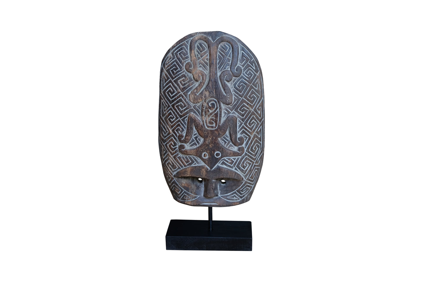 Enya Tribal Deco on Stand – Suarwood Sculpture with Metal Base