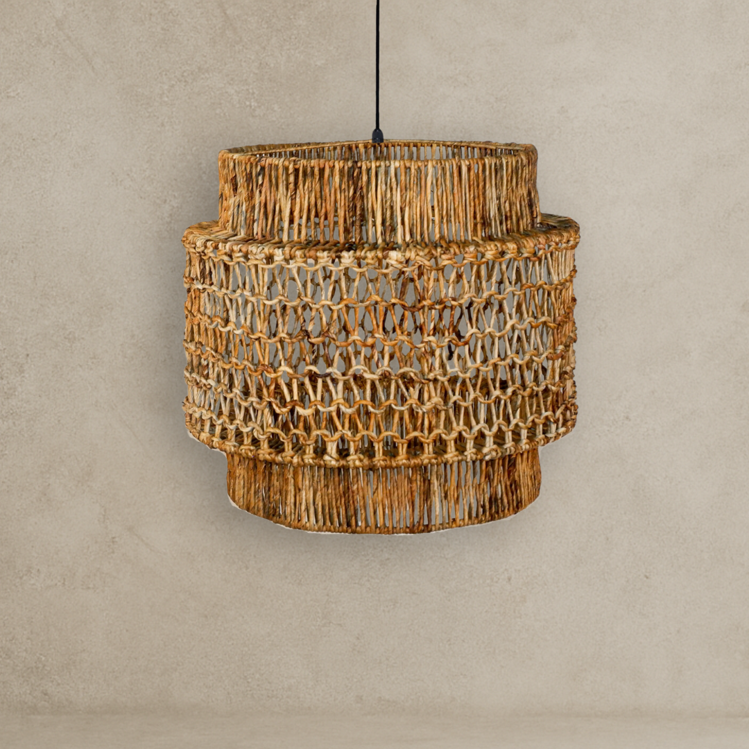 Celestial Glow Tiered Pendant | Layered Banana Fiber Hanging Lamp