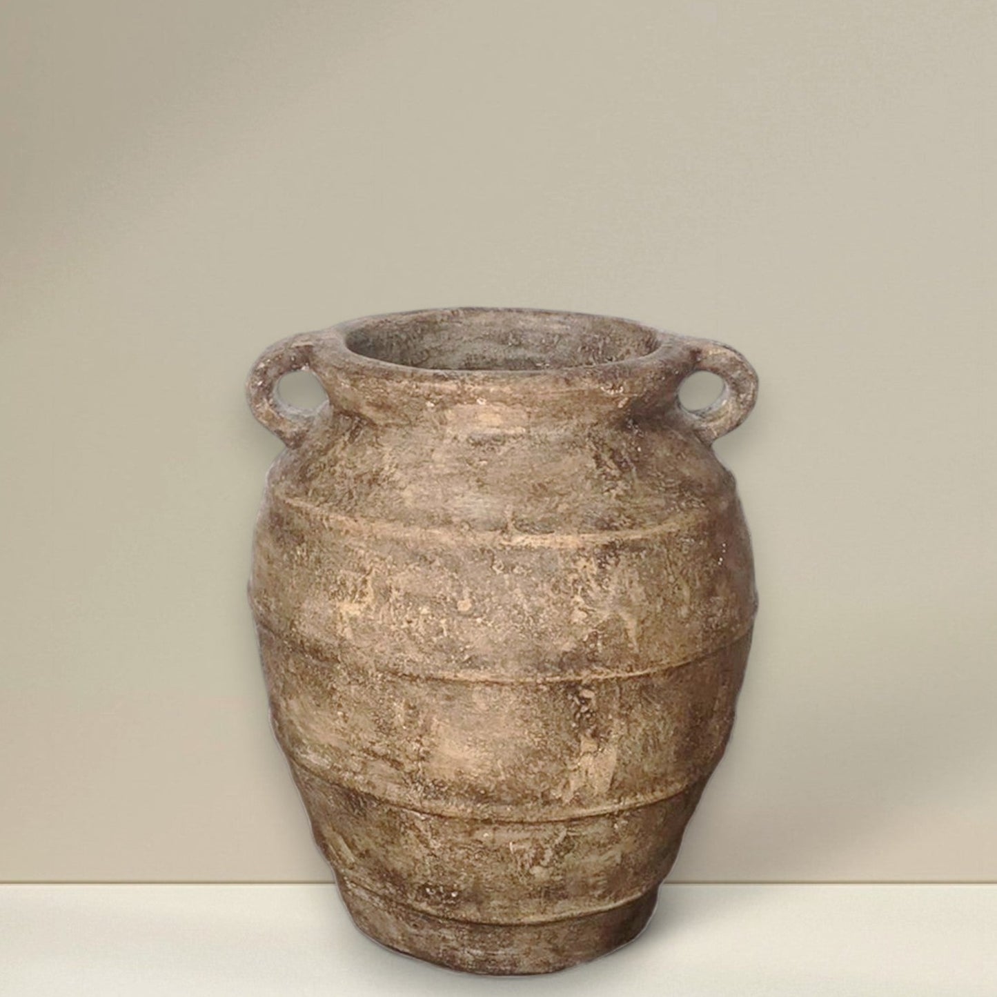 terracota rustic handmade pot with textured and handle