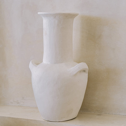 white handmade rustic vase