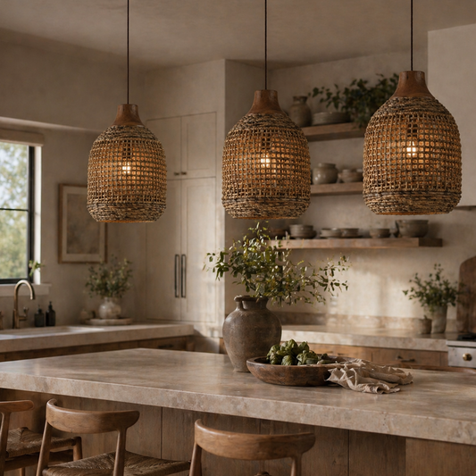 Serene Pendant Lamp with Natural Teak Wood Accents