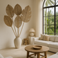 Handmade Decorative Leaf – Natural Woven Wall or Floor Accent with Bamboo Stem