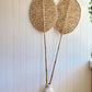 Handmade Decorative Leaf – Natural Woven Wall or Floor Accent with Bamboo Stem