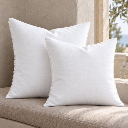 Noa Raw Linen Pillow – White