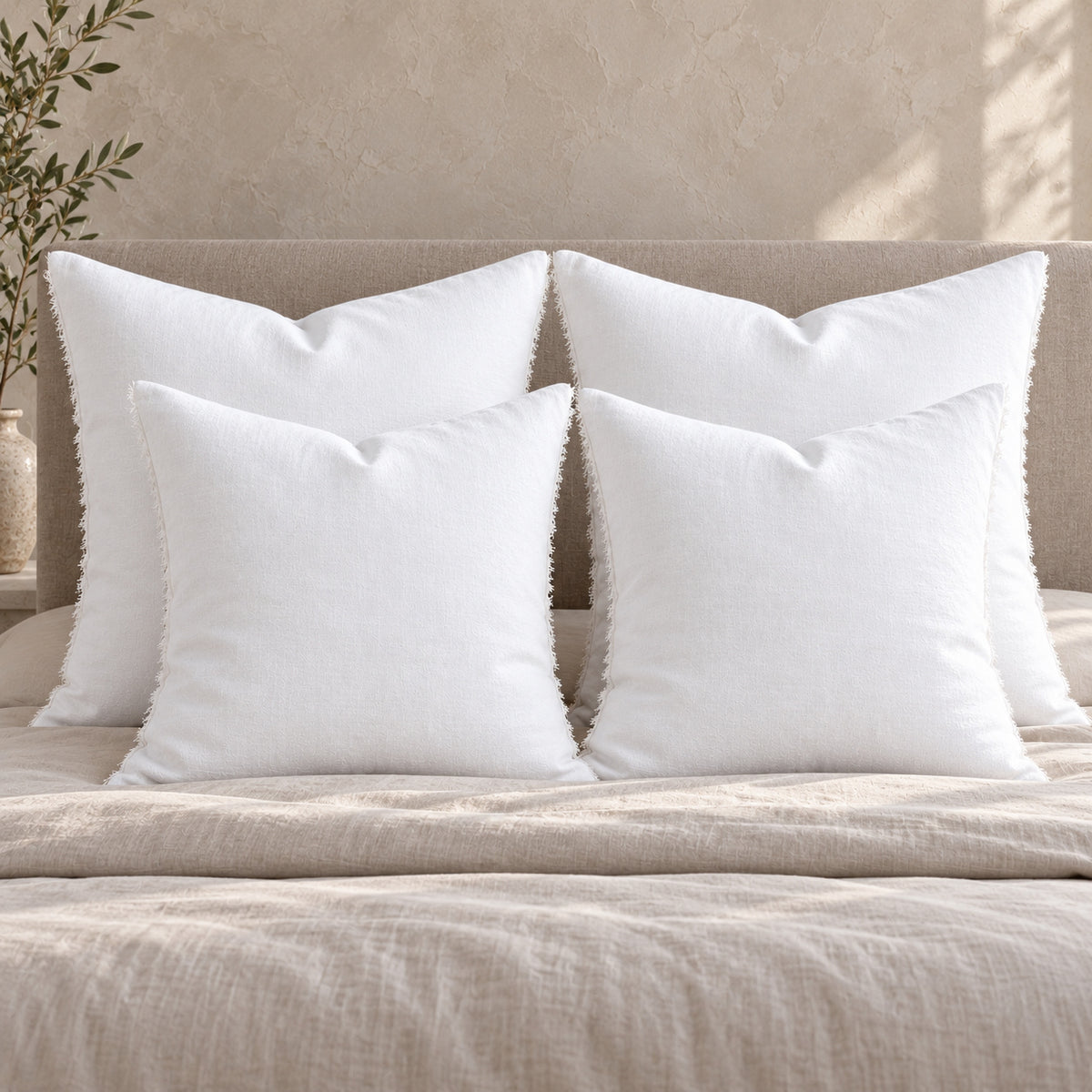 Noa Raw Linen Pillow – White