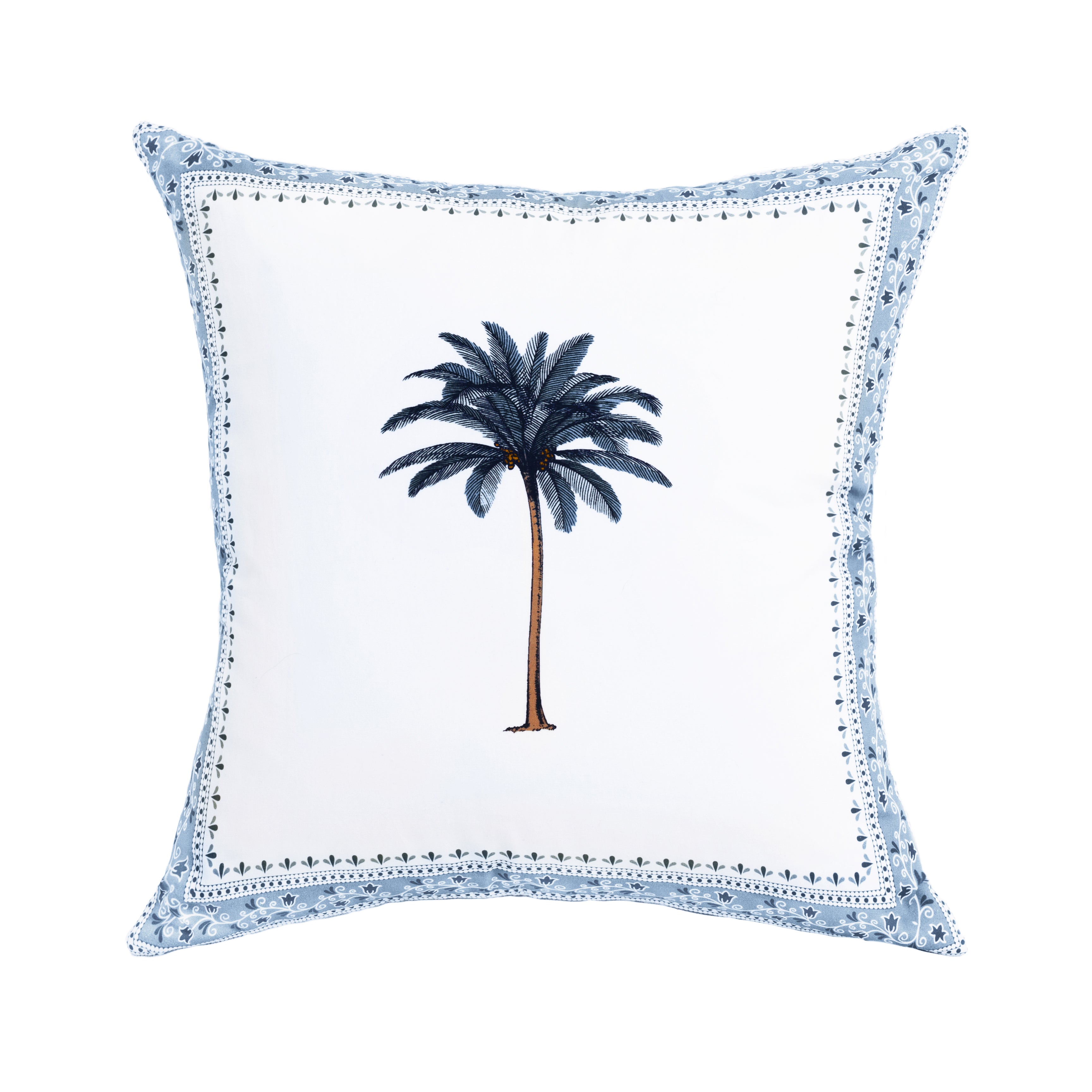 imperial palm plant Blue Imperial Palm Tree Linen Pillow Cover