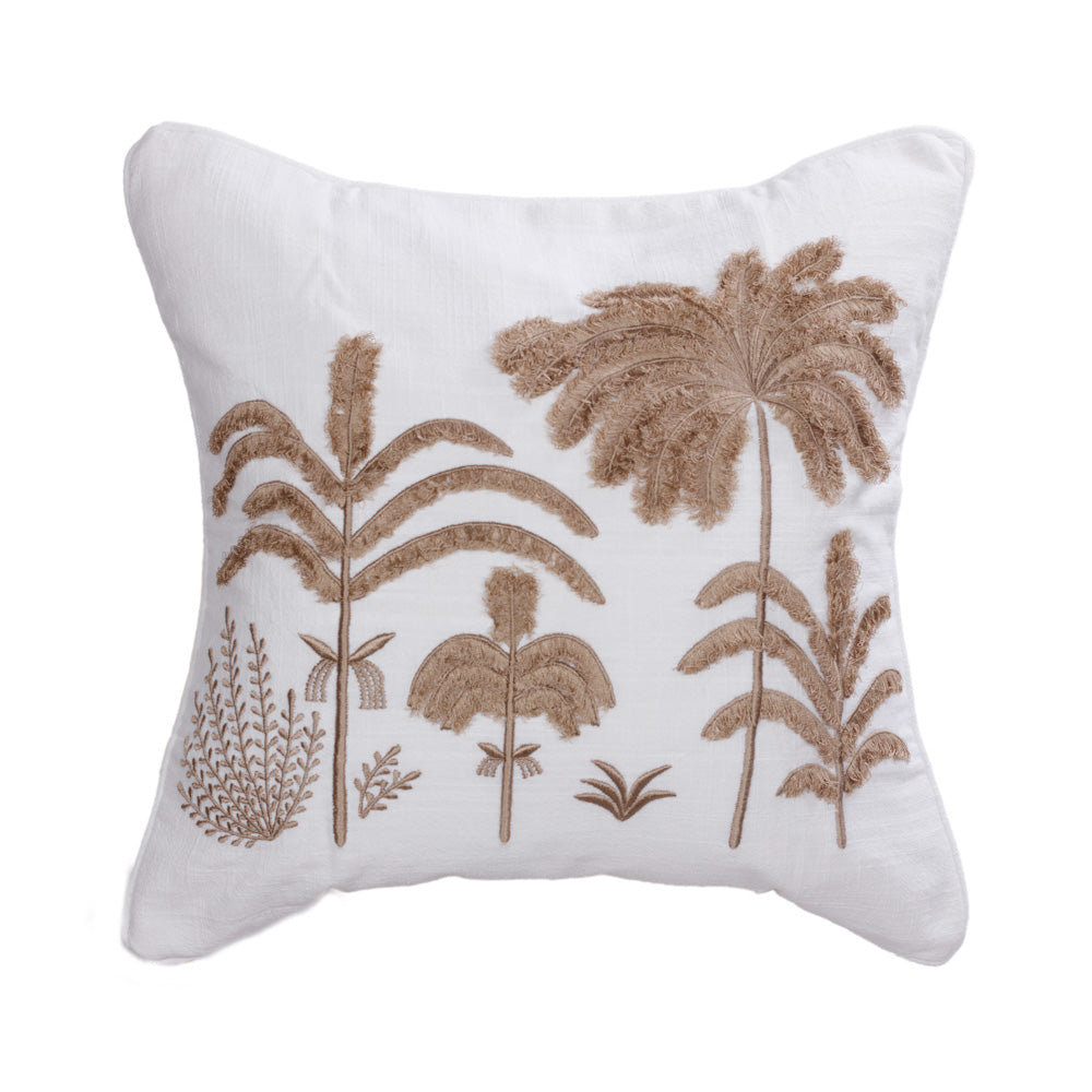 Brown Palm Forrest on White Linen