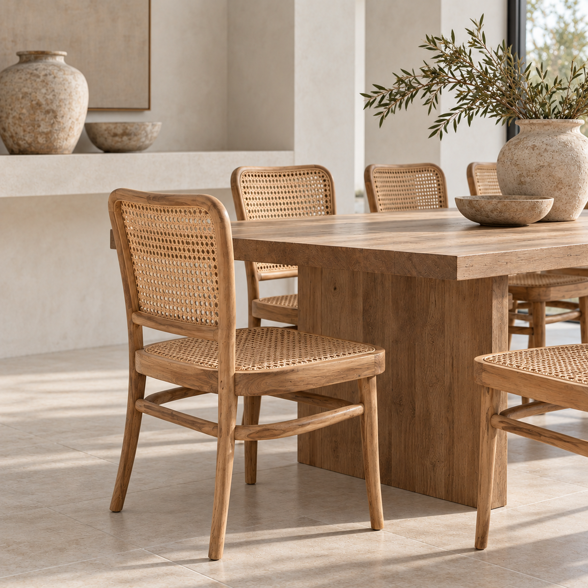 Gaia Rattan Teakwood Chair – Handcrafted Natural Dining Chair