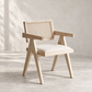 Enya Hardwood Dining Armchair with Rattan Back & Cushioned Seat