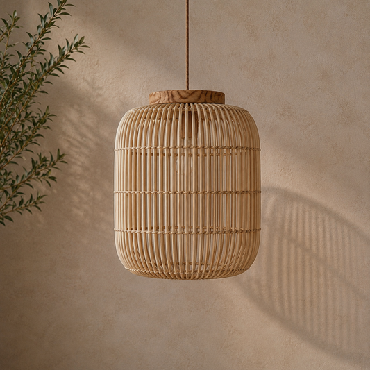Handwoven Rattan & Wood Nuealla Pendant Light