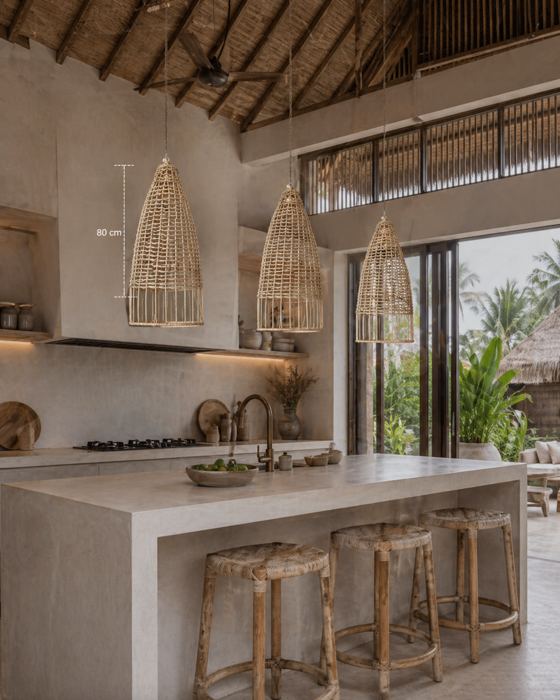 Aizen Natural Rattan Pendant Light