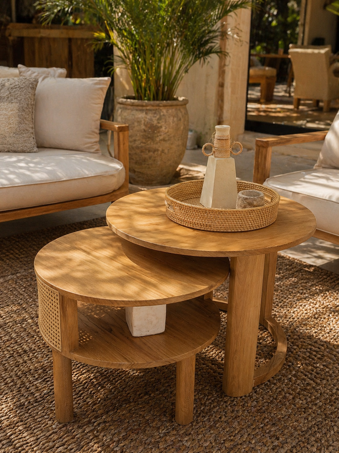 Plumeria Davos Solid Teak Lounge Set – Luxury Outdoor & Indoor Patio Furniture