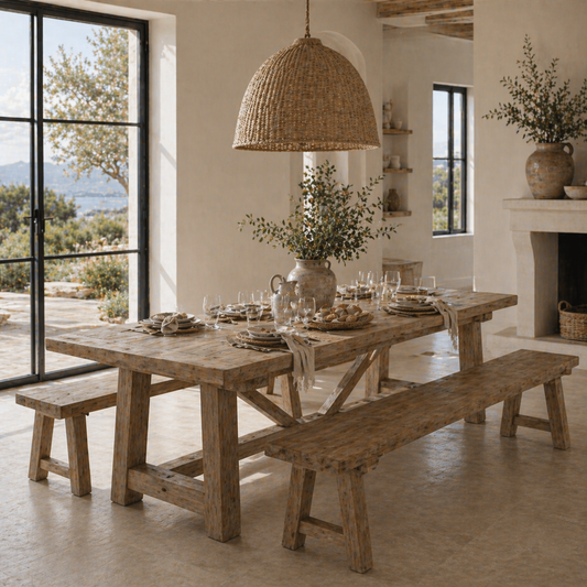 Portia Minimalist Dining Table in Reclaimed Teak – Natural Resort Style