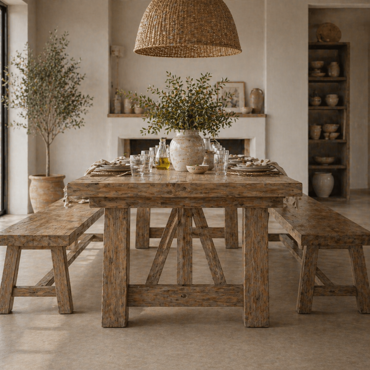 Portia Minimalist Dining Table in Reclaimed Teak – Natural Resort Style