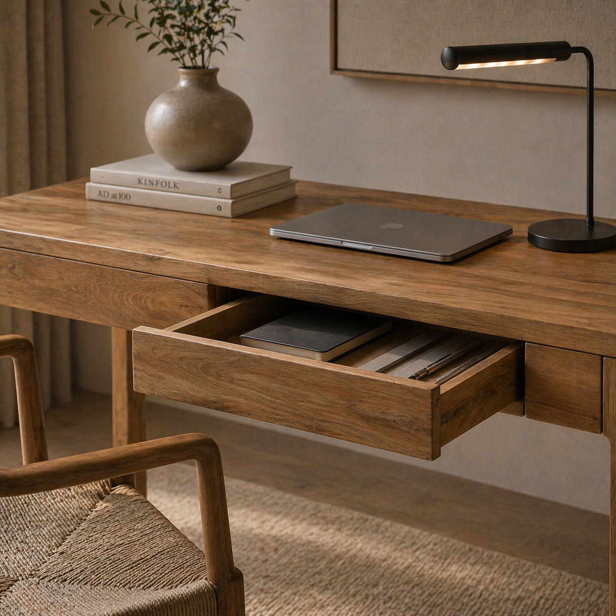 Malea Solid Teak Wood Executive Work Desk
