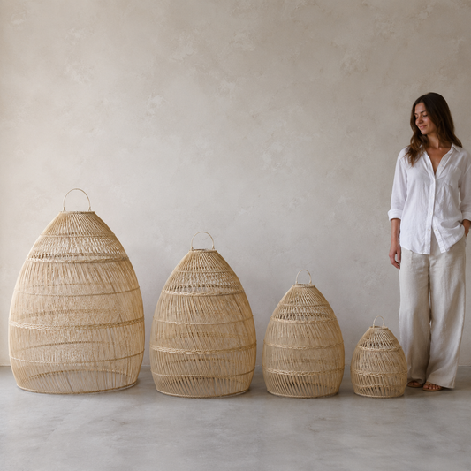Celina Handwoven Rattan Pendant Light Shade | Oversized Natural Ceiling Pendant (4 Sizes)
