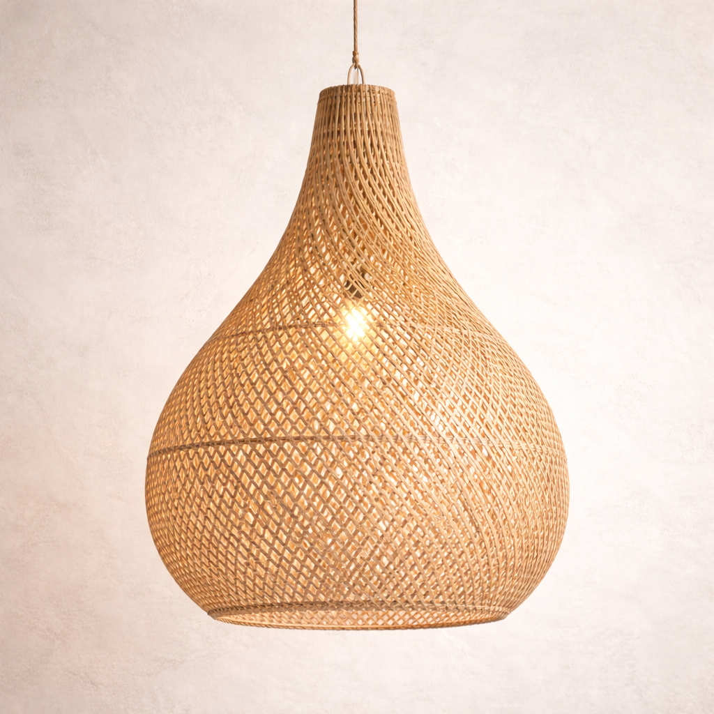 Willow Hanging Rattan Pendant Light – Hand-Woven Tiered Coastal Style