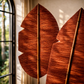Burgundy Handmade Decorative Leaf – Natural Woven Wall & Floor Accent with Bamboo Stem