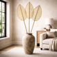Handmade Hibiscus Leaf - Natural Woven Wall or Floor Accent with bamboo stem