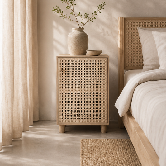 Marvin Rattan Side Cabinet – Compact Wooden Storage Cupboard