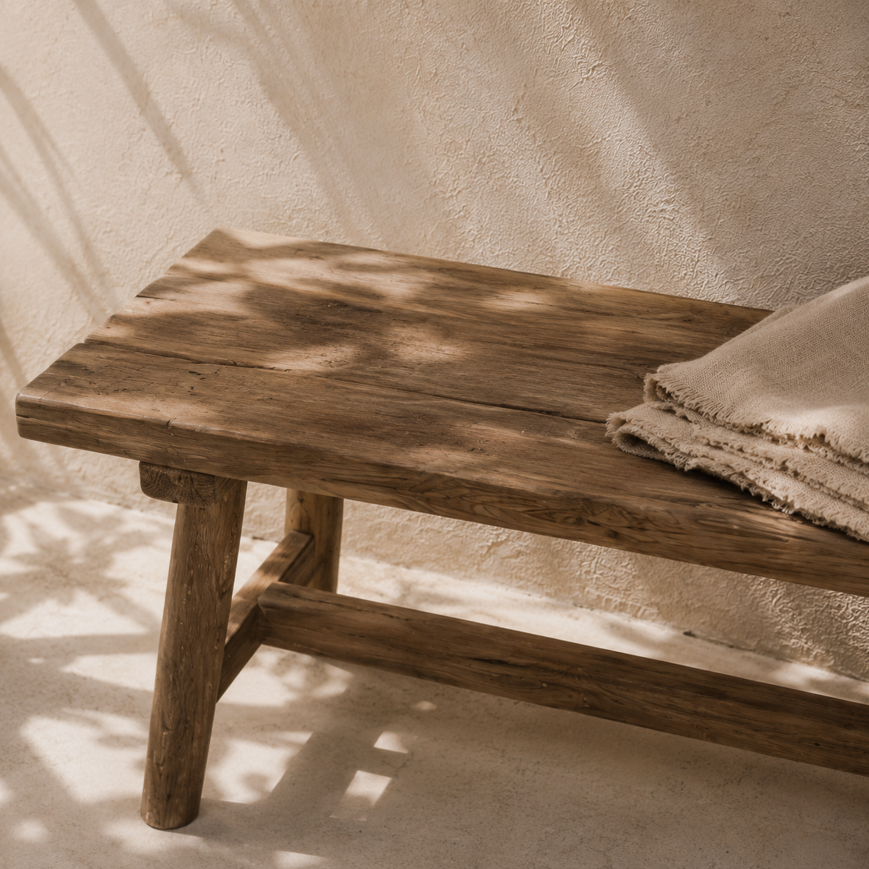 Maeve Solid Wood Rustic Bench – 78.7” Handmade Natural Seating